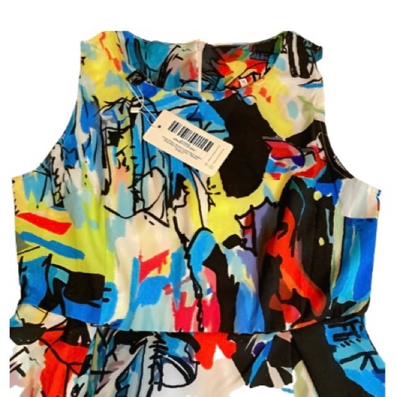 Sucrefas Sleeveless Multicolored A-Line Abstract Geometric Dress - Size Medium - Picture 6 of 10